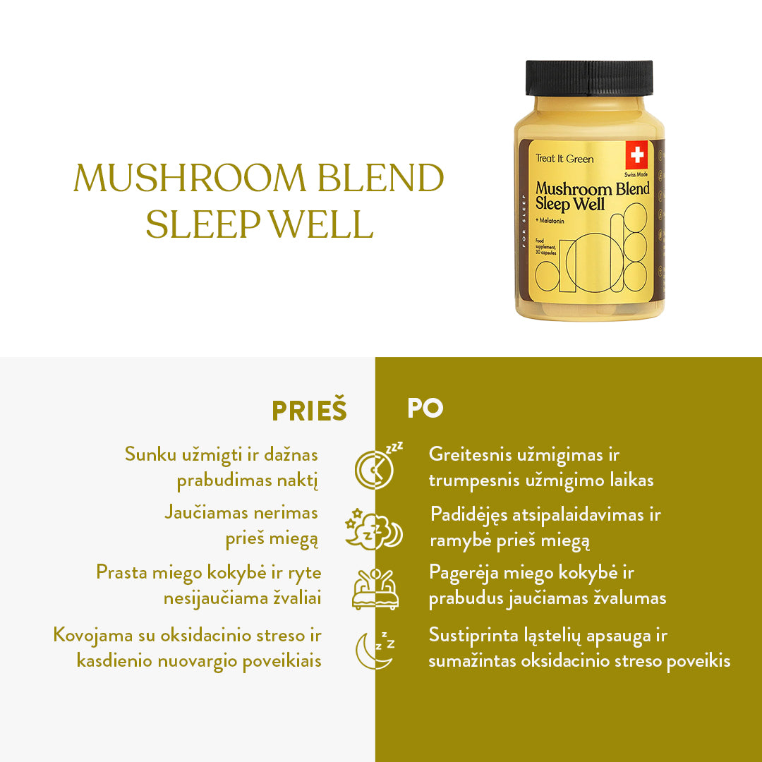 Mushroom Blend Sleep Well + Melatonin (30 kaps)