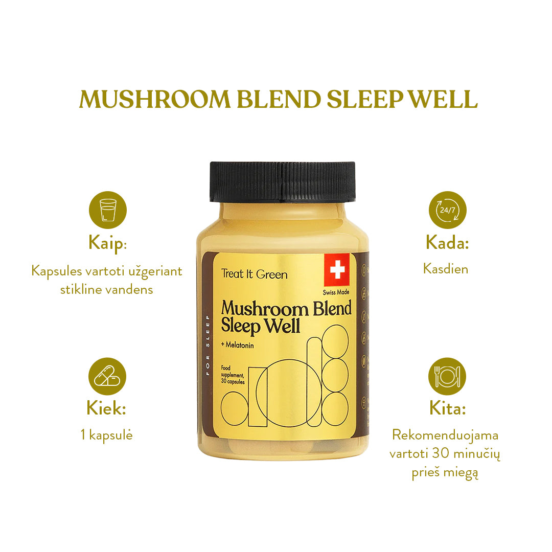 Mushroom Blend Sleep Well + Melatonin (30 kaps)